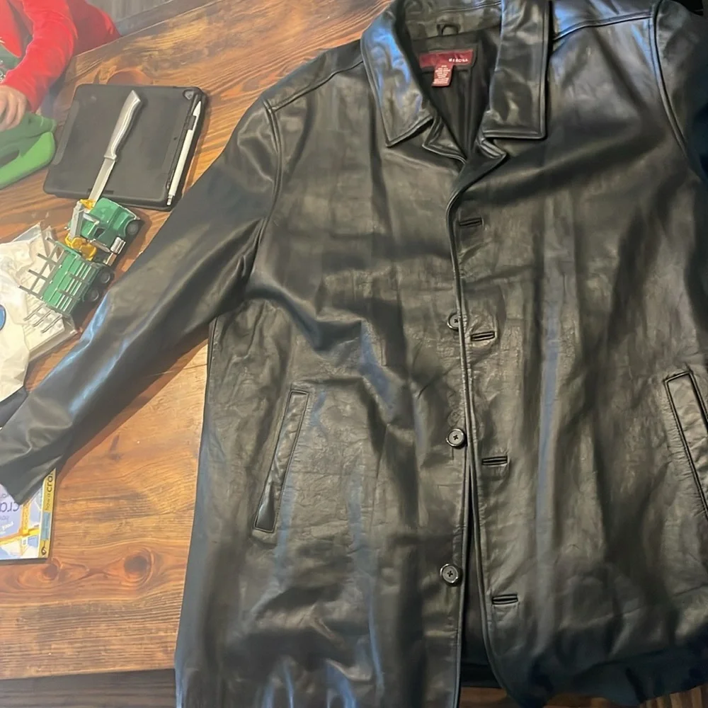 Merona Black Leather Jacket - Picture 3 of 4